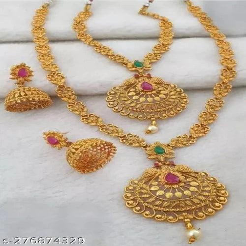 WOMEN NACKLASE GOLD SET JEWELLERY ALLOY - Springkart 