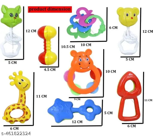 Cute Colorful Rattles for Kids || Sound Rattle Toy for Newborns || Pack of 8 Baby Rattles