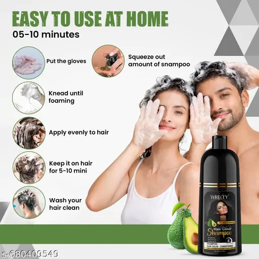 Herbal Black Hair Color Shampoo for Silky Smooth and Shiny Hair
