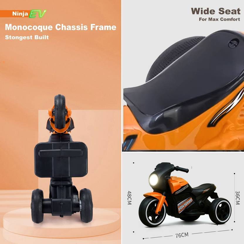 Panda originals Ninja Ev With Music And Lights, Forward and Backward Gear, Built in MP3 player Bike Battery Operated Ride On  (Multicolor)