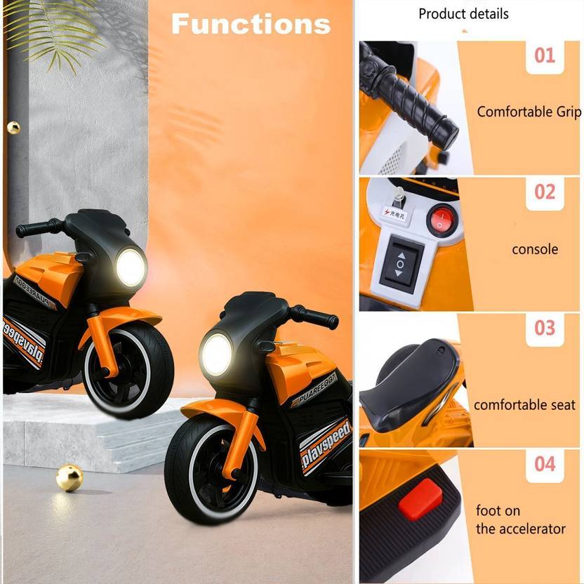 Panda originals Ninja Ev With Music And Lights, Forward and Backward Gear, Built in MP3 player Bike Battery Operated Ride On  (Multicolor)