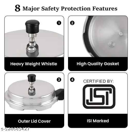 Set of 2|Silver 2 L, 3 L Outer Lid Pressure Cooker  (Aluminium)