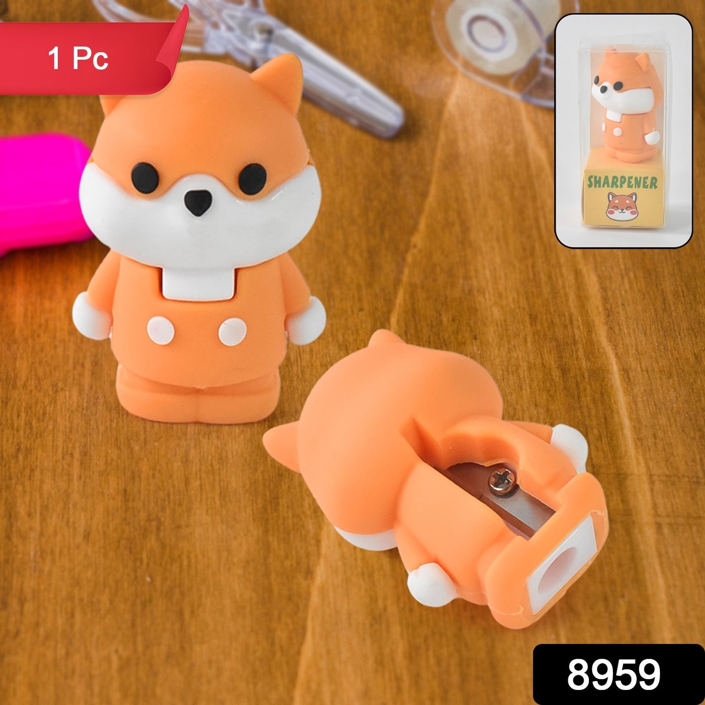 Cartoon-shaped Pencil Sharpener With Built-in Eraser (1 Pc Mix Design) - Springkart 