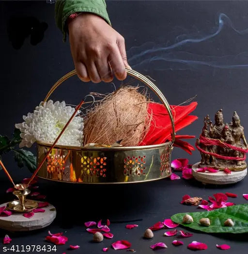 Traditional metal Pooja Basket: 10