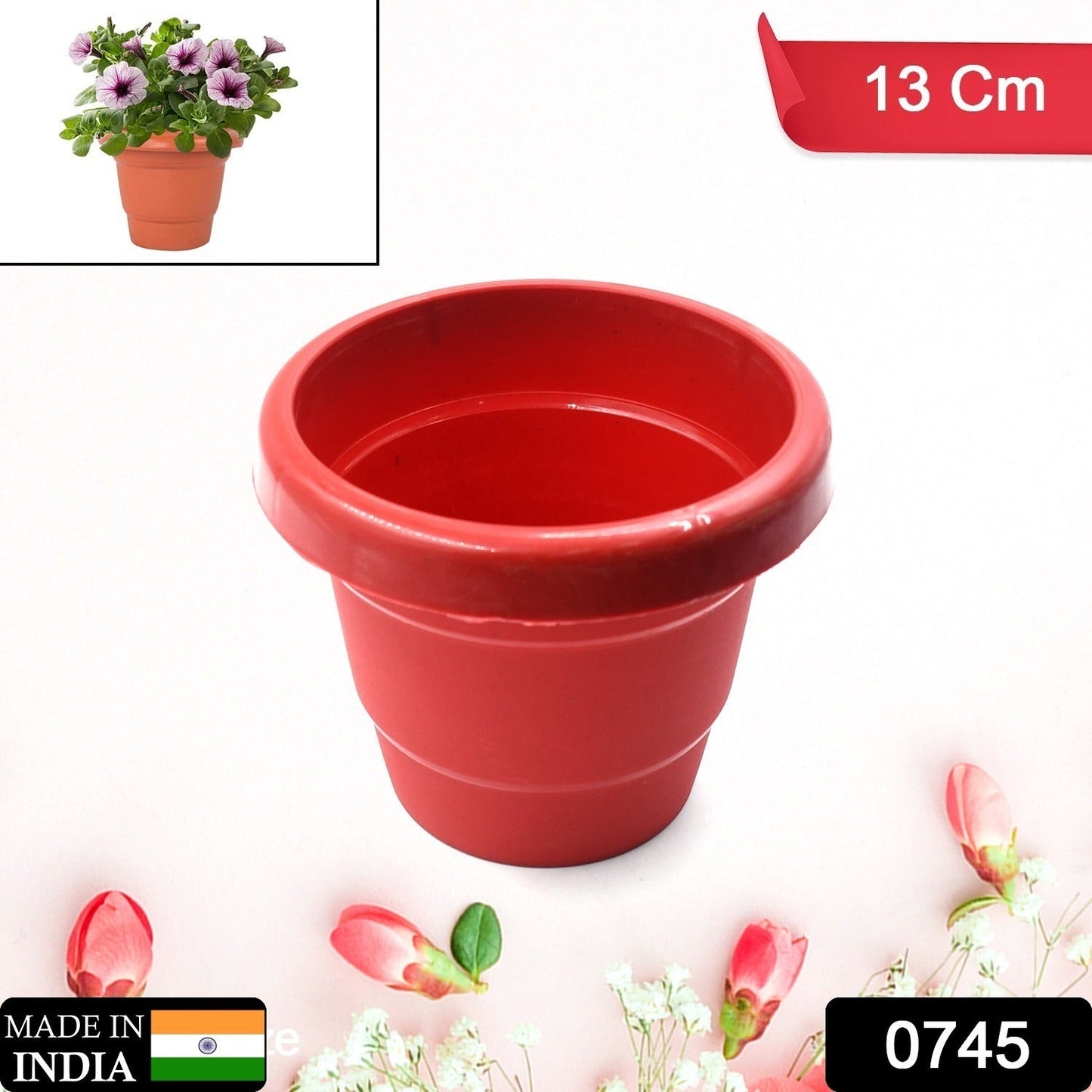 Plastic Heavy Duty Plant Container Pot/Gamla for Indoor Home Decor | Outdoor Balcony Garden 13cm (pack of 1 pc) - Springkart 