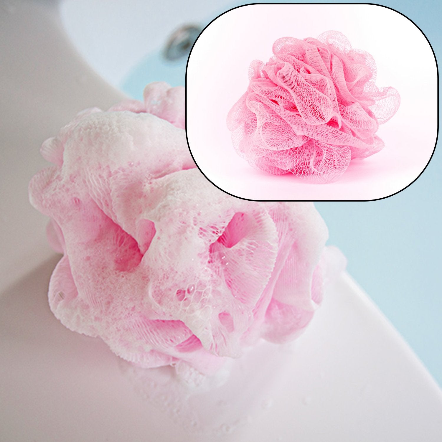 Bath Shower Loofah Sponge Pouf Body Scrubber (Pack Of 6pcs) - Springkart 