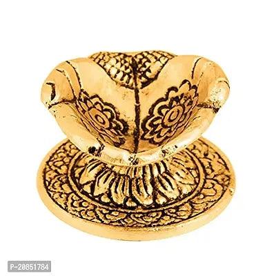 Golden Kamdhenu Cow with Laddu Gopal Statue Oxidized Finish with Luxury Velvet Box Pack and Beautiful Carry Bag Showpiece for Home Decor (Diya Set of 6 Pics)