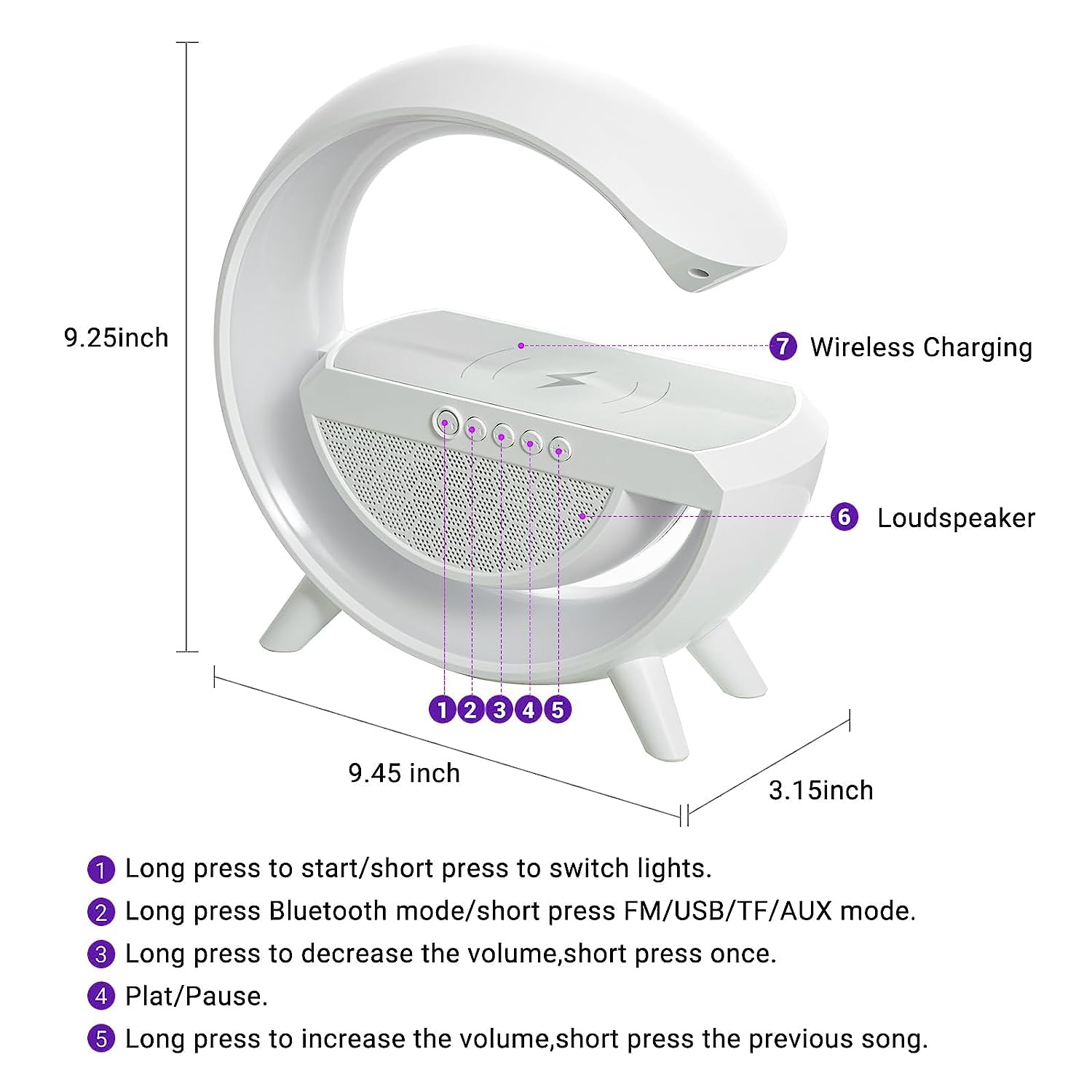 1393 3-in-1 Multi-function Led Night Lamp With Bluetooth Speaker Wireless Charging For Bedroom For Music Party And Mood Lighting - Perfect Gift For All Occasions - Springkart 
