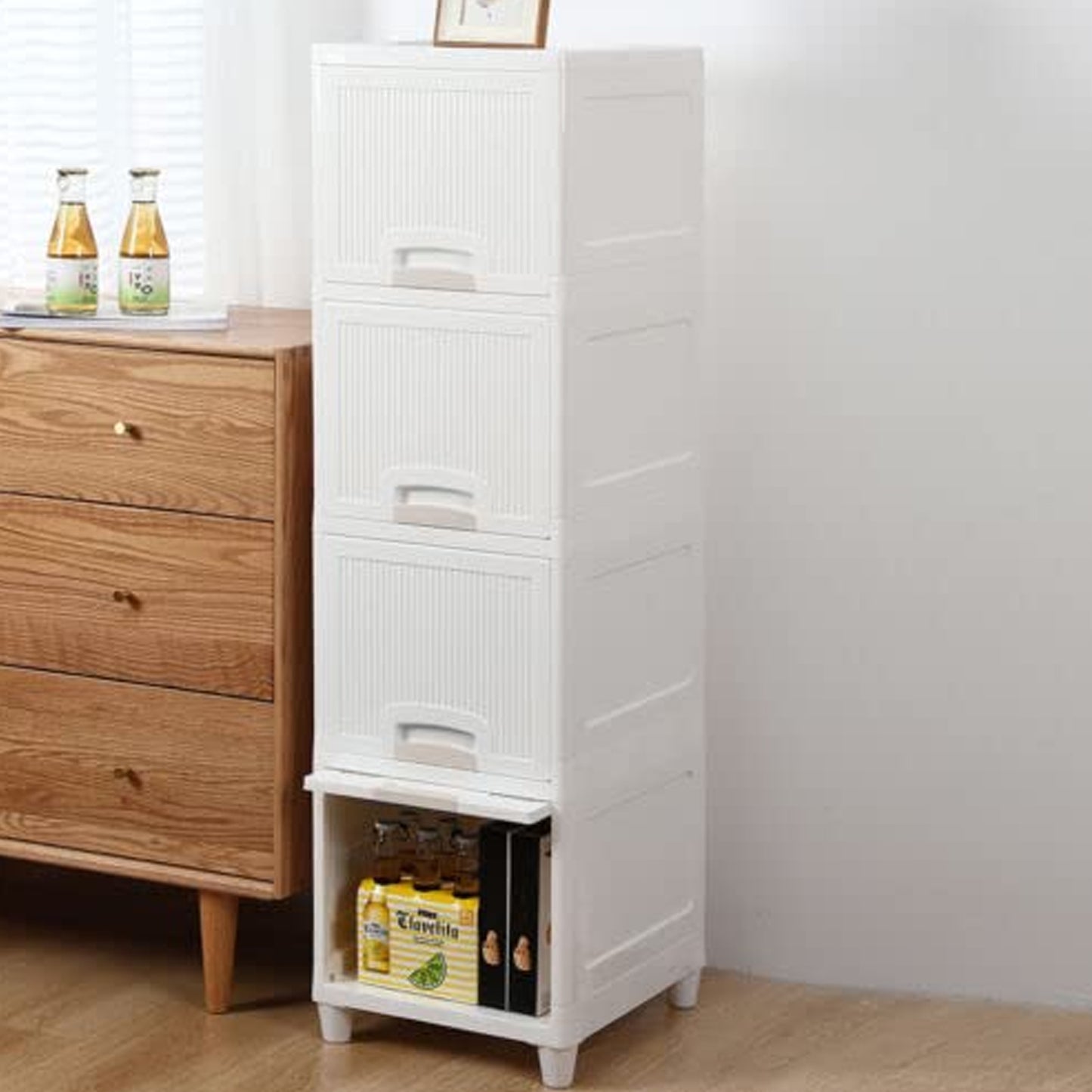 Multipurpose Storage Cabinet Storage Solutions Plastic Drawers Multi Layer Wardrobe Storage Drawers Foldable Multipurpose Drawer Units For Kitchen Bathroom Bedroom Cloth (4 Layer) - Springkart 