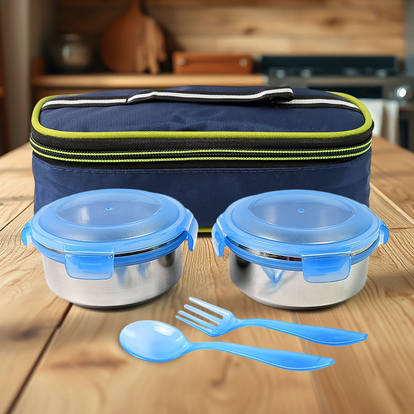 Bite Lunch Box With Insulated Fabric Lunch Bag Plastic Spoon Fork - Springkart 