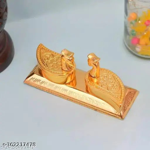 German silver Swan shape Roli-Chawal/Kumkum Box/Container In Metal Gold Polish