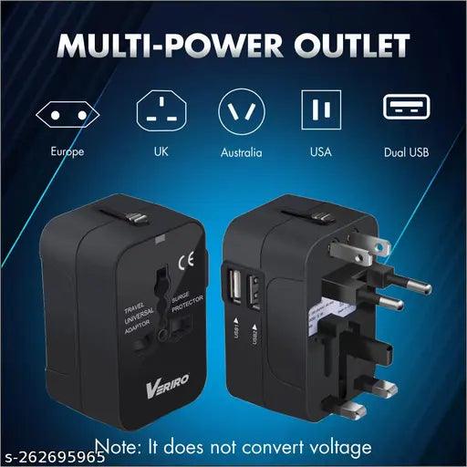 International Worldwide All In One Travel Adapter With 2 Dual USB Ports