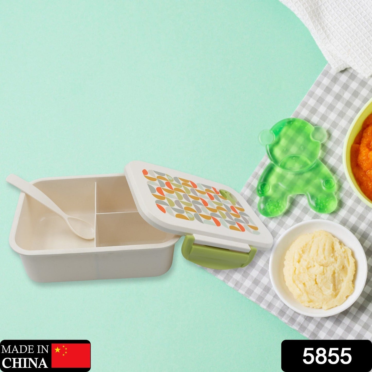 Lunch Box 3 Compartment With Leak Proof Lunch Box & 1 spoon, For School & Office Use - Springkart 