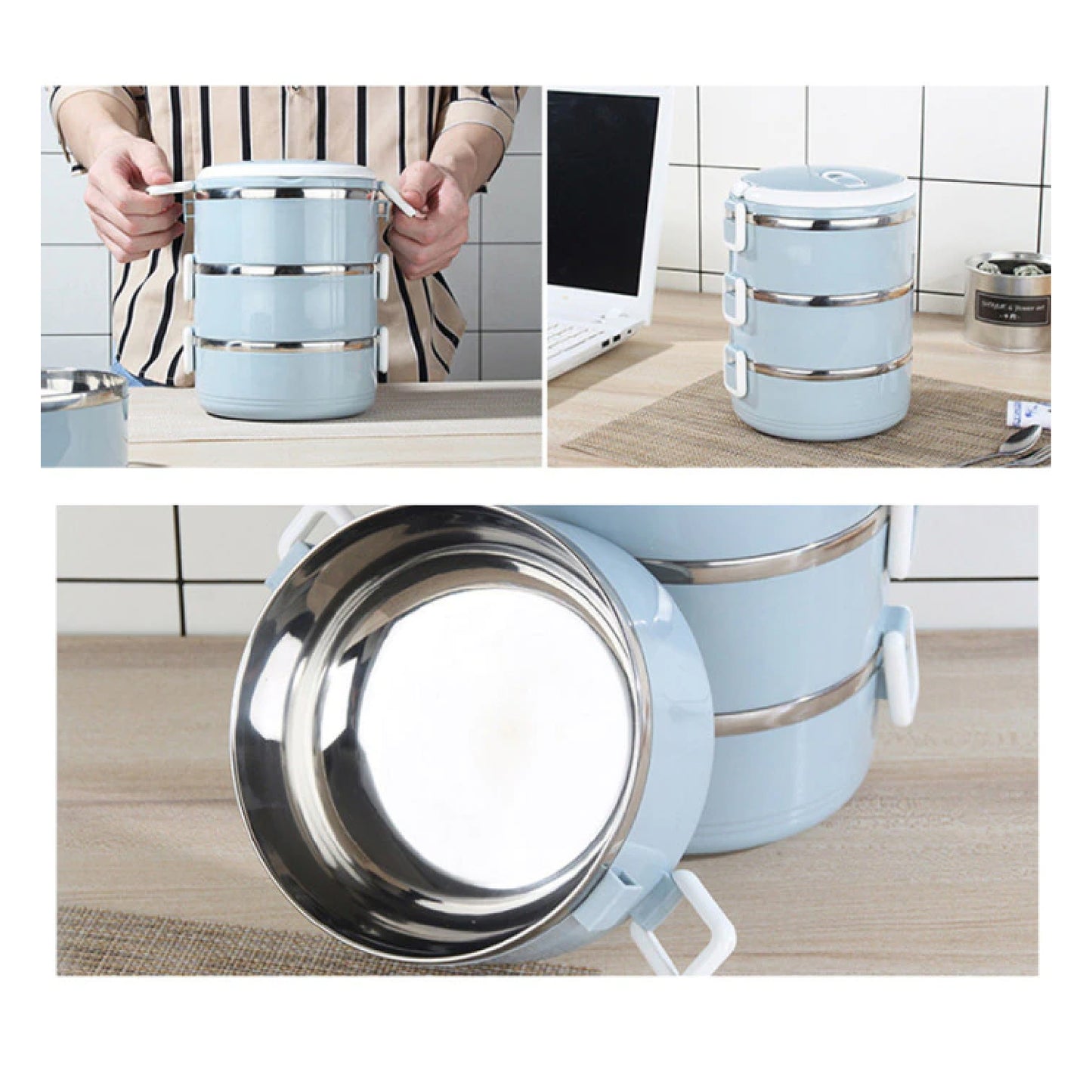 2872 Multi Layer Stainless Steel Hot Lunch Box (3 Layer) - Springkart 