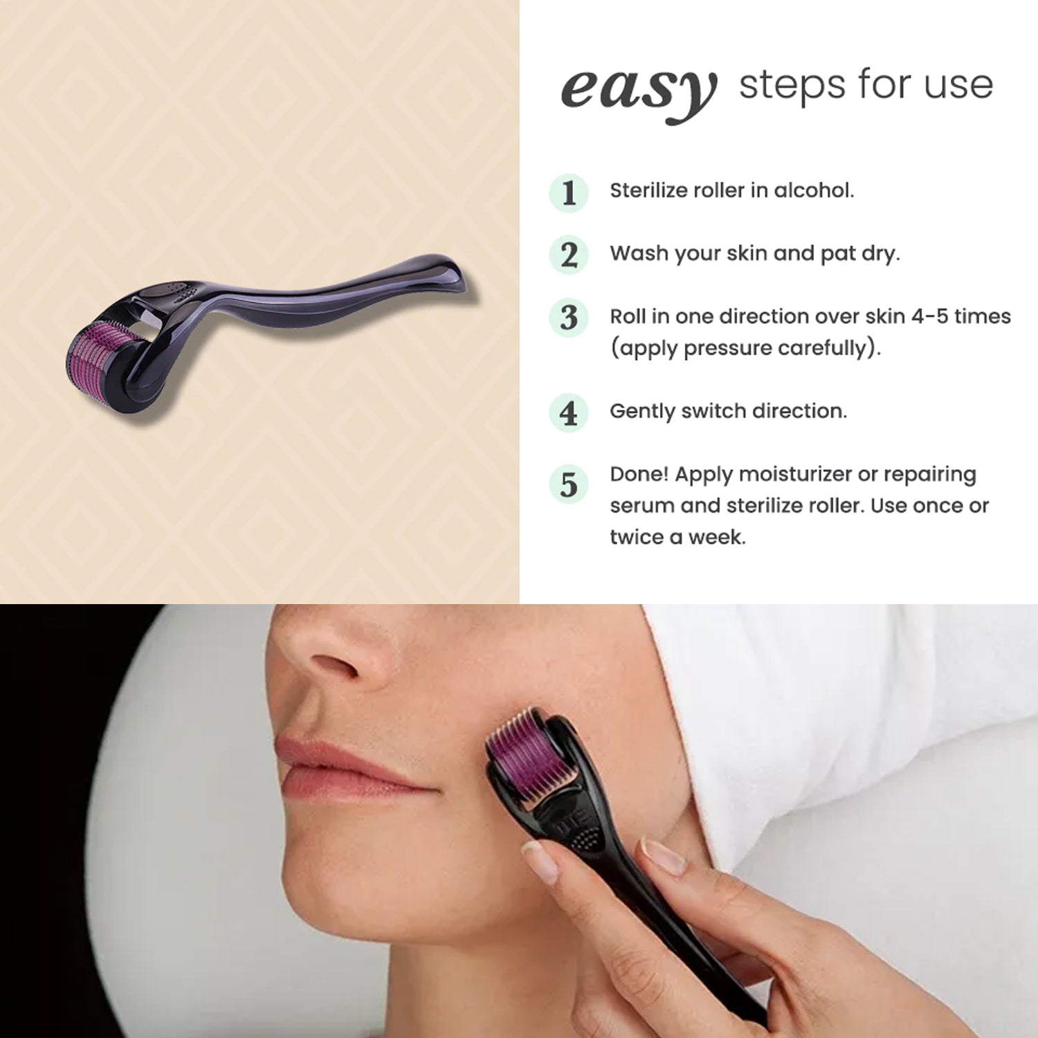 6601 Derma Roller Anti Ageing And Facial Scrubs Polishes Scar Removal Hair Regrowth (0.75mm) - Springkart 