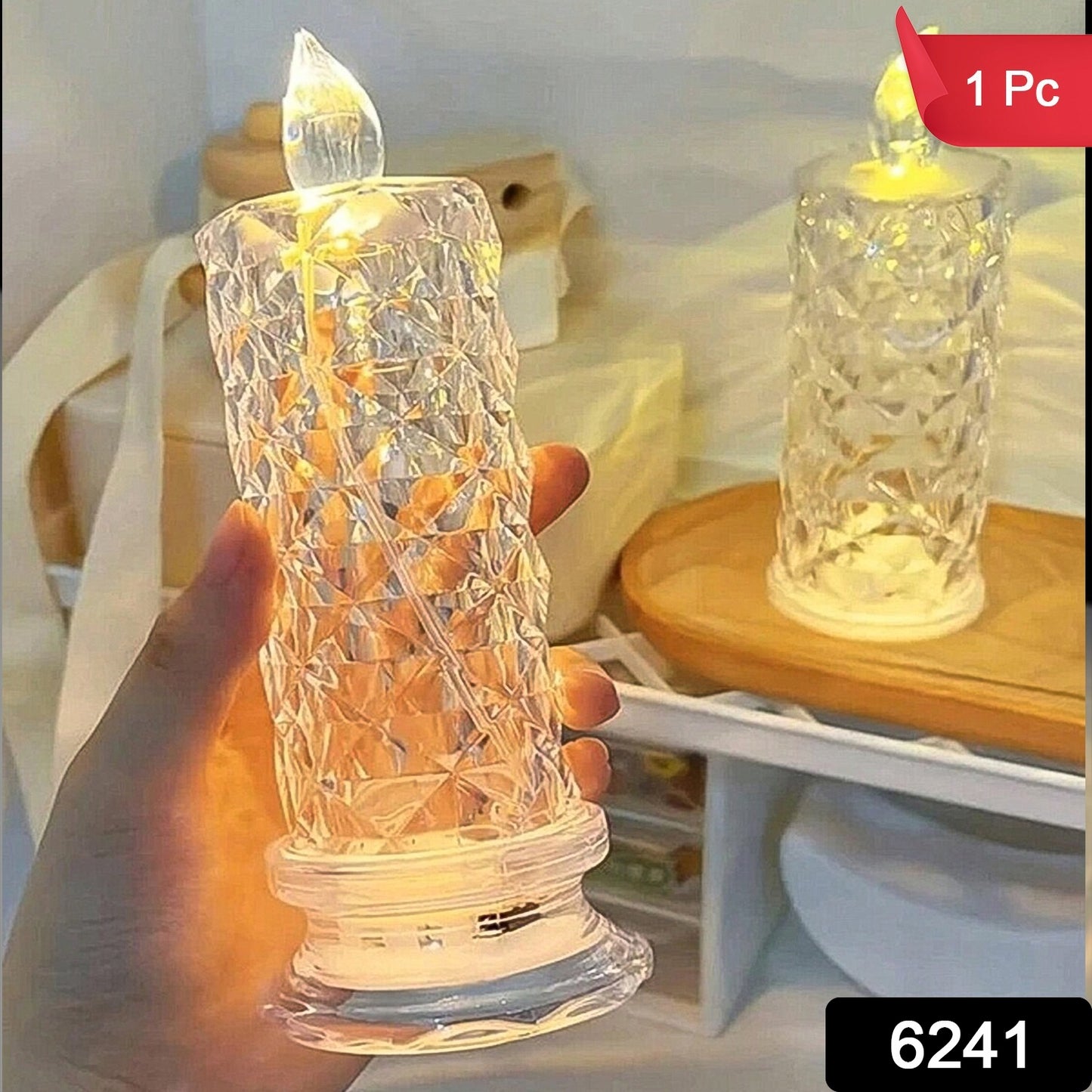 6241 Rose Candles For Home Decoration Crystal Candle Lights - Springkart 