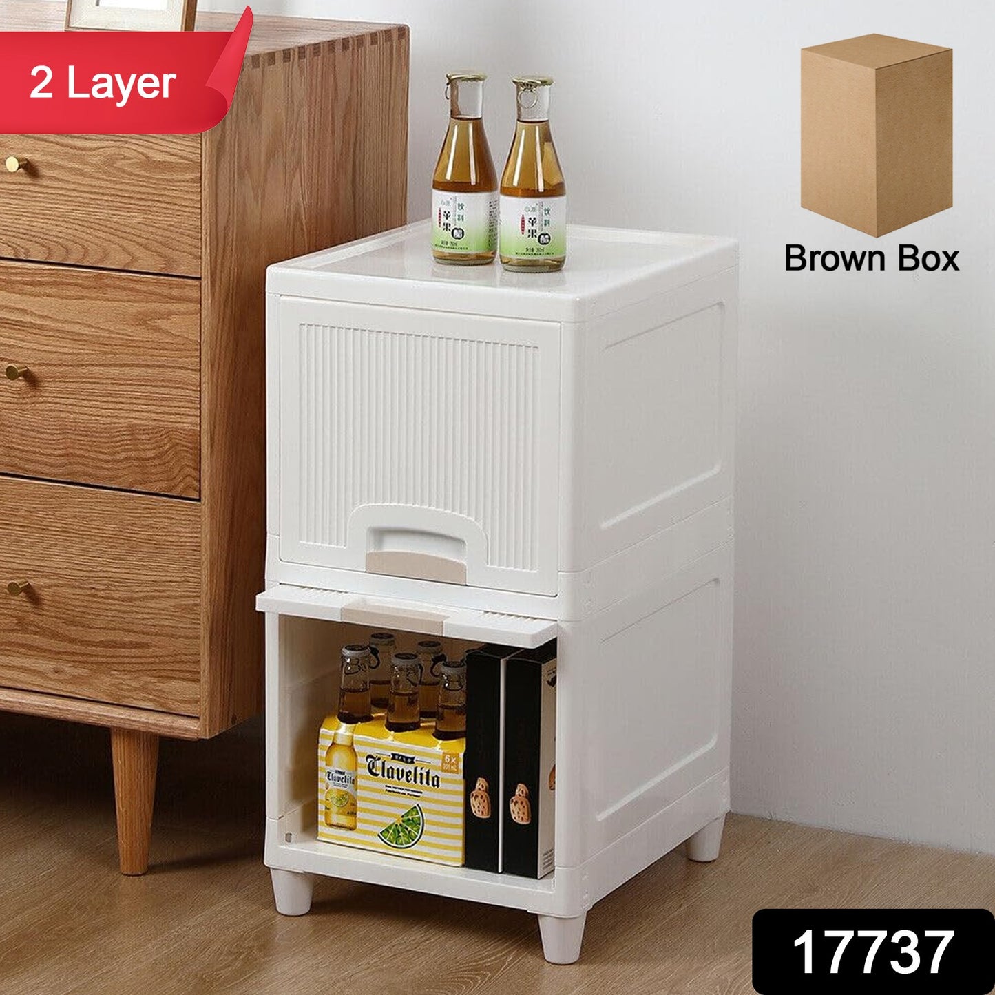 Multipurpose Storage Cabinet Storage Solutions Plastic Drawers Multi Layer Wardrobe Storage Drawers Foldable Multipurpose Drawer Units For Kitchen Bathroom Bedroom Cloth (2 Layer) - Springkart 
