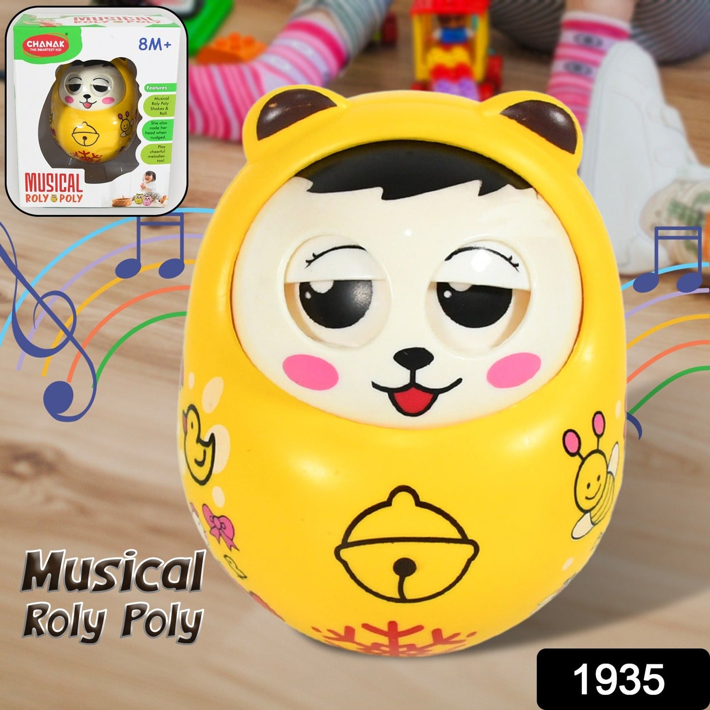 Musical Roly Poly Toys for Baby | Push and Shake Wobbling Toy with Music | Tumbler Doll Toy for Babies | Sound Balancing Doll Toys for Baby Boys, Girls 8+ Months Multicolor (1 Pc) - Springkart 