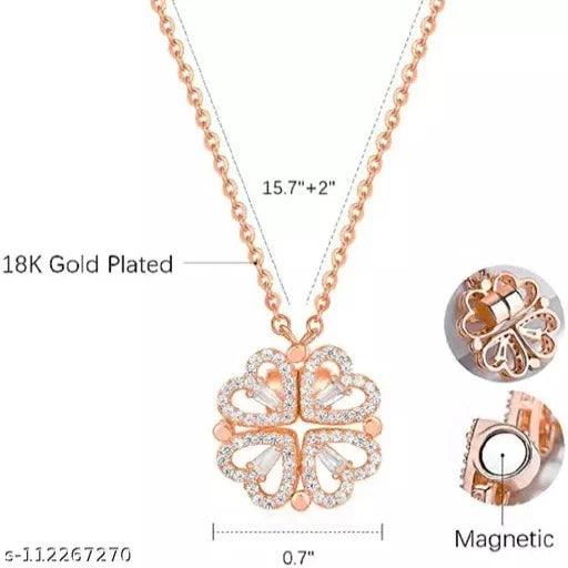 Women New Fashion Jewellery Multi-style Magnatic Necklace Opening And Closing Four Leaf Clover Pendant - Springkart 