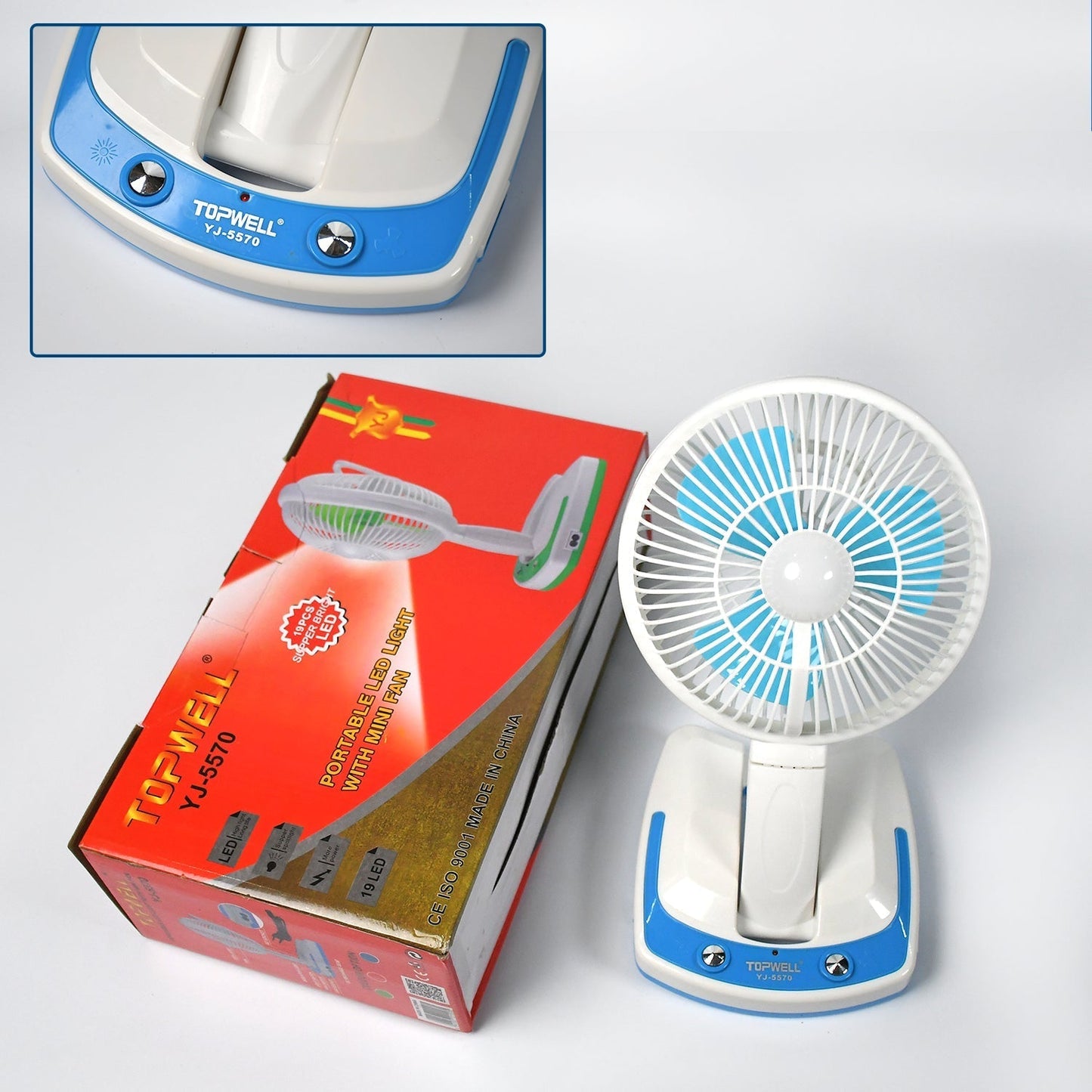 PORTABLE LED LIGHT WITH MINI FAN- YJ 5570 (Battery Not Include) - Springkart 