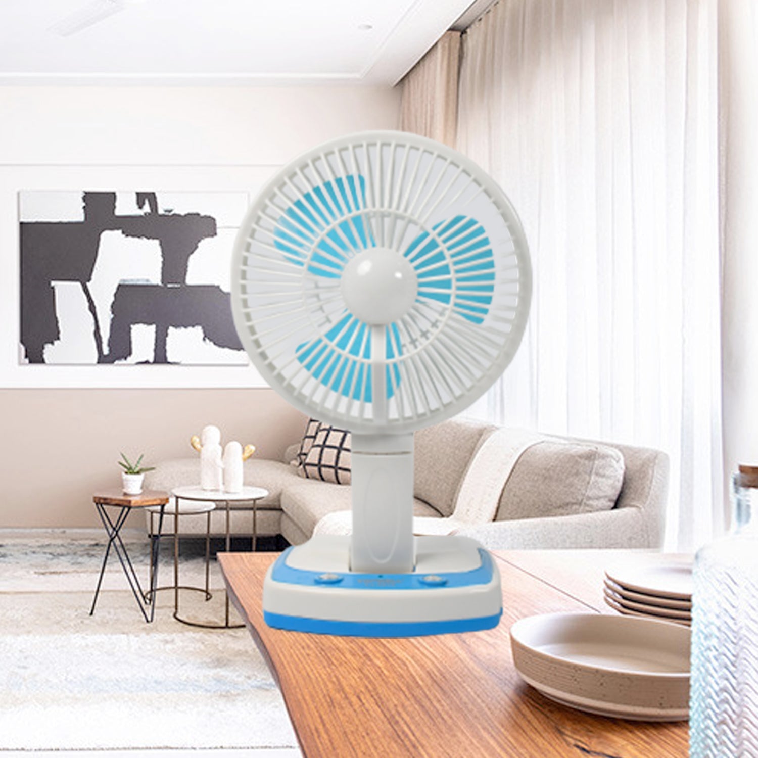 PORTABLE LED LIGHT WITH MINI FAN- YJ 5570 (Battery Not Include) - Springkart 