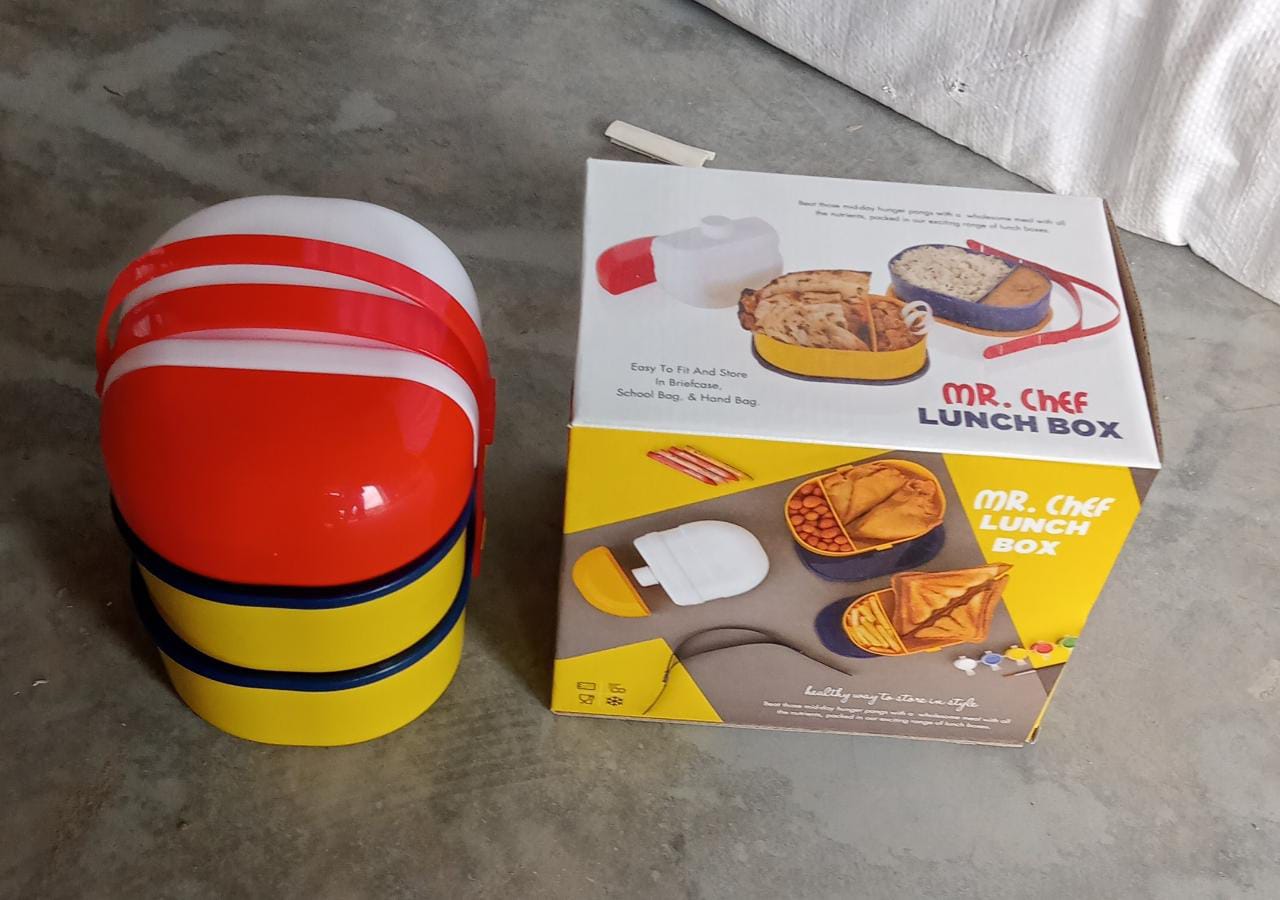 Mr. Chef Smart Lunch Box Capsule shape strap-on lunch box with water bottle and handle - Springkart 