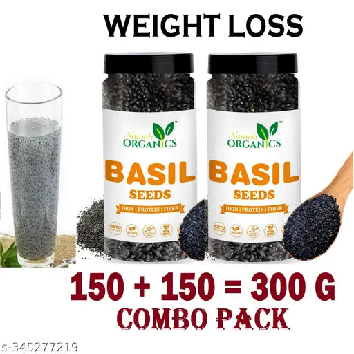 Raw Basil/Sabja (300G) Seeds for Weight Loss - (150g+150g=300gm) - Springkart 