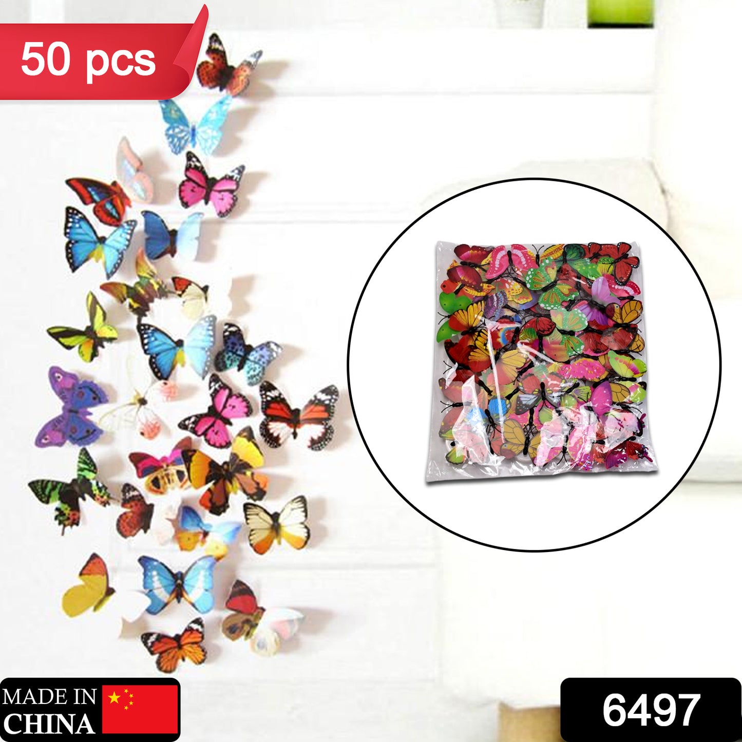 6497 Butterfly 3d Night Lamp Comes With 3d Illusion Design Suitable For Drawing Room Lobby. (Pack Of 50) - Springkart 