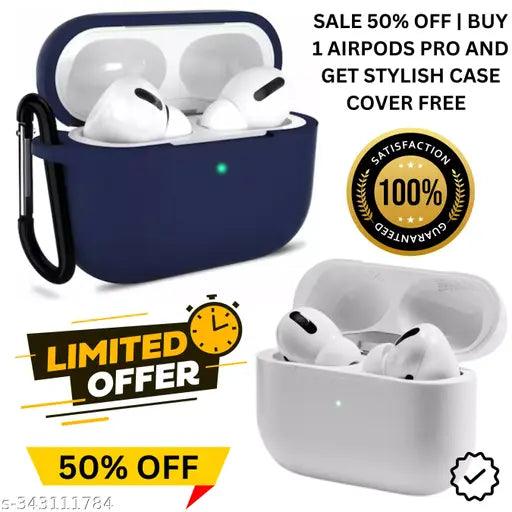 In-Ear Headphones Airpod Pro with Silicon Case True Wireless Bluetooth Earphones with 3 Hours of Playtime & Compatible for all Smartphones (White)