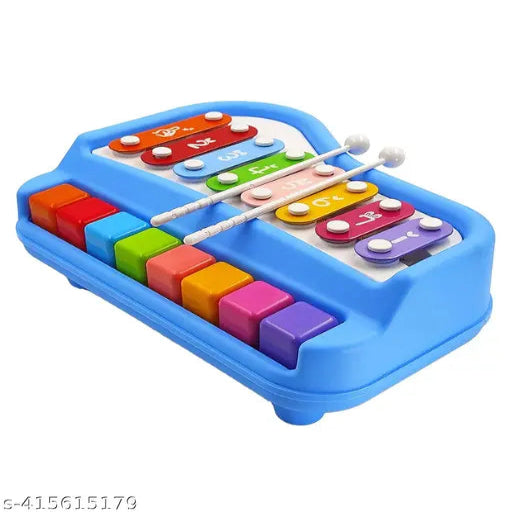 Xylophone Learning Toys Kids Educational Knock Playing 2 in 1 Colorful Plastic Percussion Piano Toy PACK OF 1