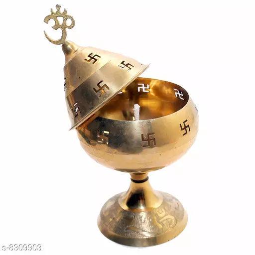 Vastu India Brass Akhand Diya Brass Table Diya (Height: 2 inch) - Springkart 