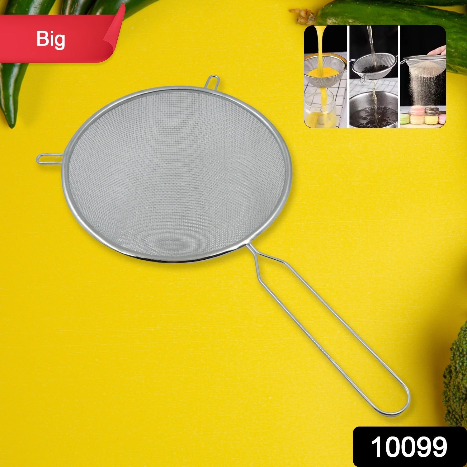 Big Mesh Strainer With Handle Stainless Steel Oil Straine, Mesh Sieve Strainer(1 Pc) - Springkart 