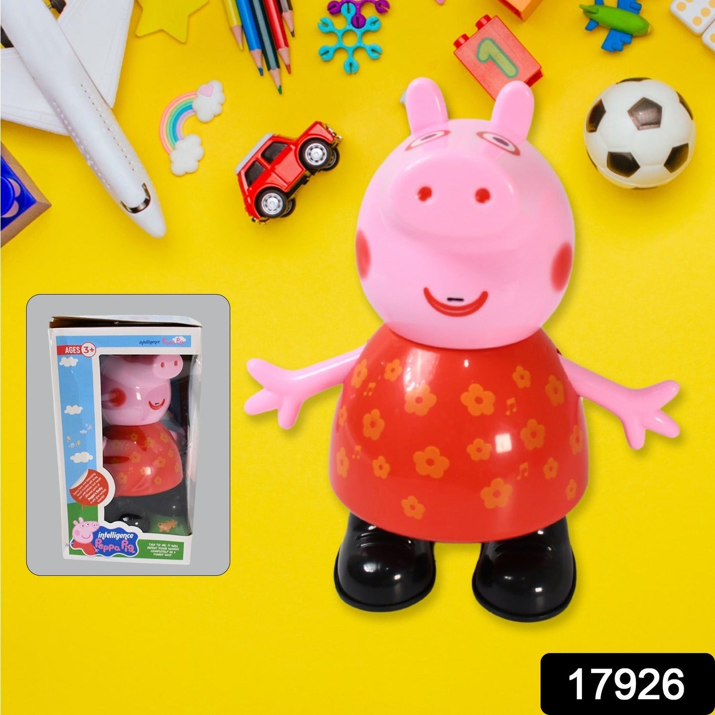 Pig Children Play toy, Pretend Play Toy Fun Gift for Kids, Movable Hands, Legs Pig Pretend Play Toy Set for Kids Children with Soft Rubber Material (1 Pc / Battery Not included) - Springkart 
