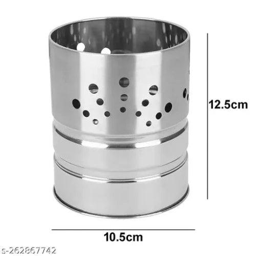 High Quality Stainless Steel Spoon Cutlery Pen Brush Holder Stand (Pattern May Vary) By Quality Cops® - Springkart 