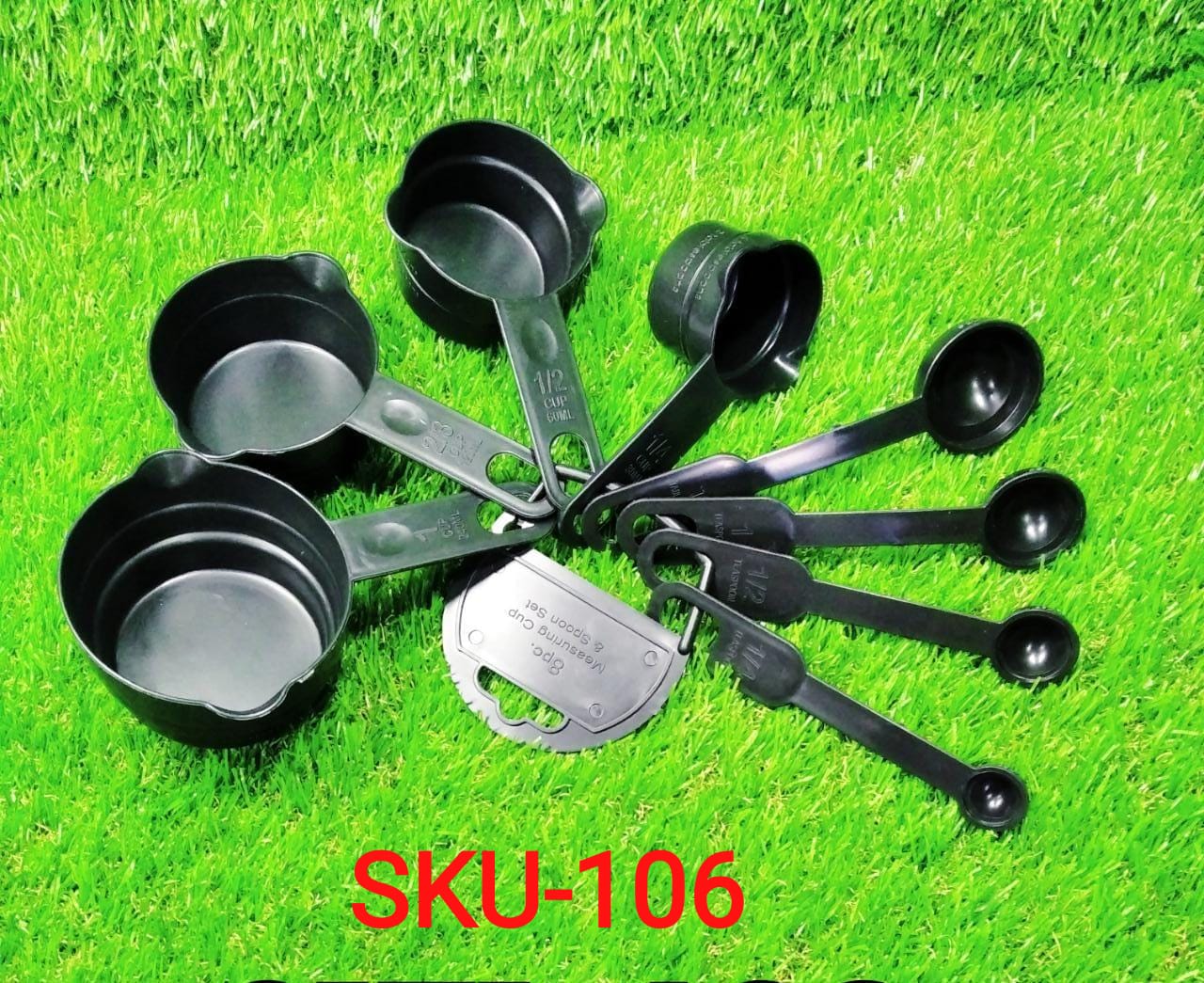 Plastic Measuring Cups and Spoons (8 Pcs, Black) - Springkart 