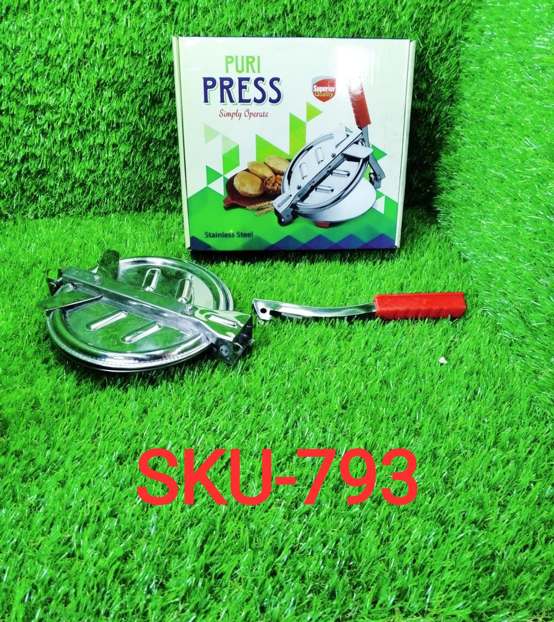 Manual Stainless Steel Puri Press Machine / Maker with Handle (6 inch) - Springkart 