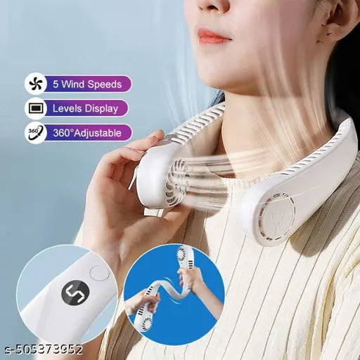 Portable Neck Fan, Bladeless Cooling Fan, 8H Working Time,Adjustable Neck Fan with 3 Speeds,(Pack -1,Multicolor). - Springkart 