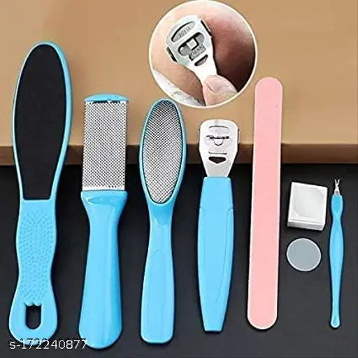 Pedicure Tools for Feet - 8 in 1 Pedicure Kit | Foot Scrubber for Dead Skin, Callus Remover, Foot Scraper, Foot File, Pitchfork, Filer for Nail Repair - 1 Set - Springkart 