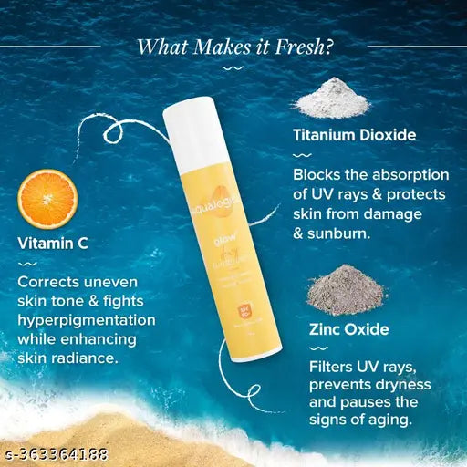 Aqualogica Glow+ Dewy Sunscreen with Papaya & Vitamin C - SPF 50 PA++++ for UVA/B protection, 50G