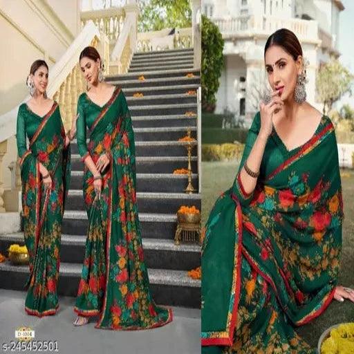 Pack of-2 New Arrival Women's Designer Georgette Printed Saree with Unstitched Running Blouse