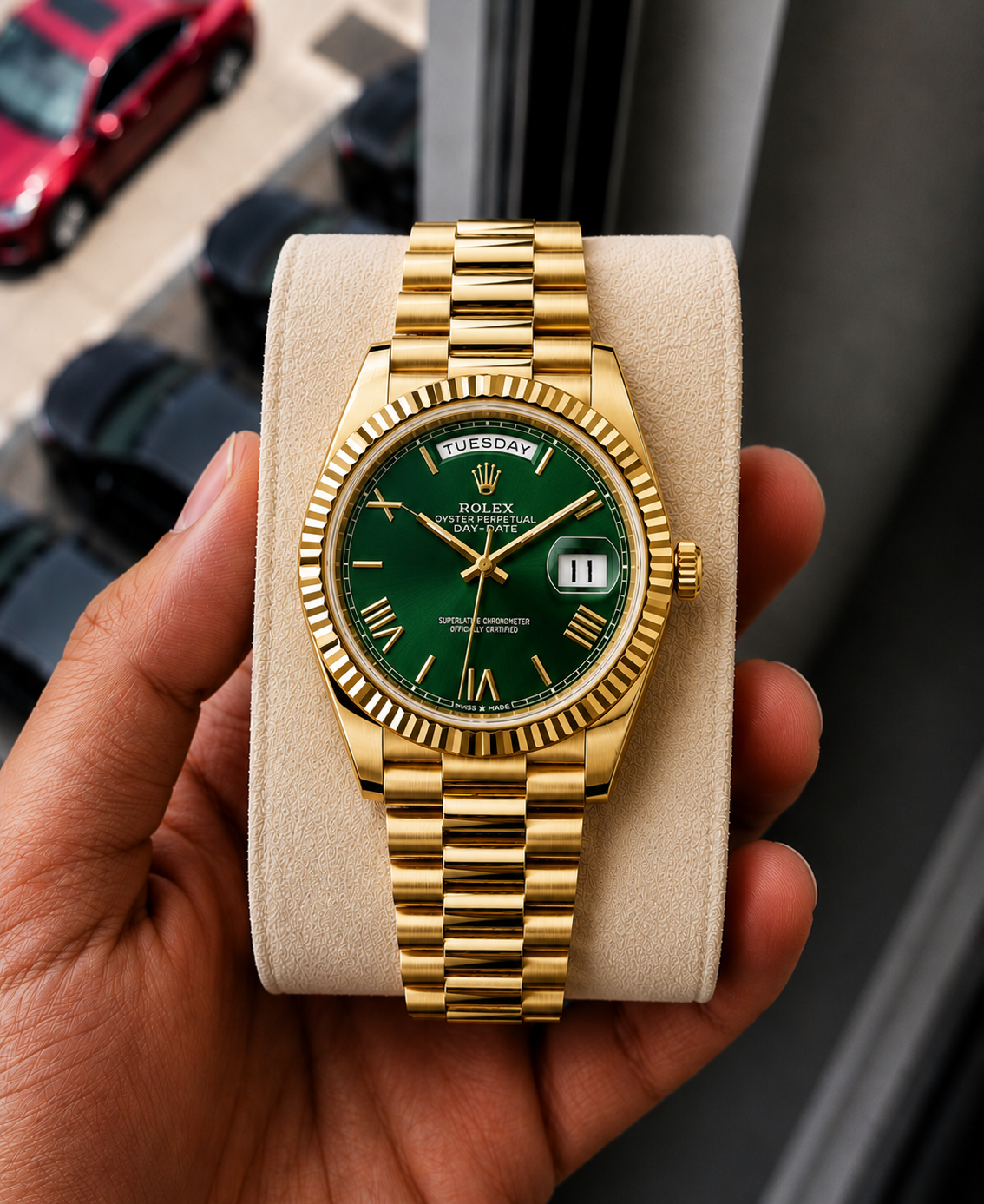 Role_x Day Date Gold/Green Watch