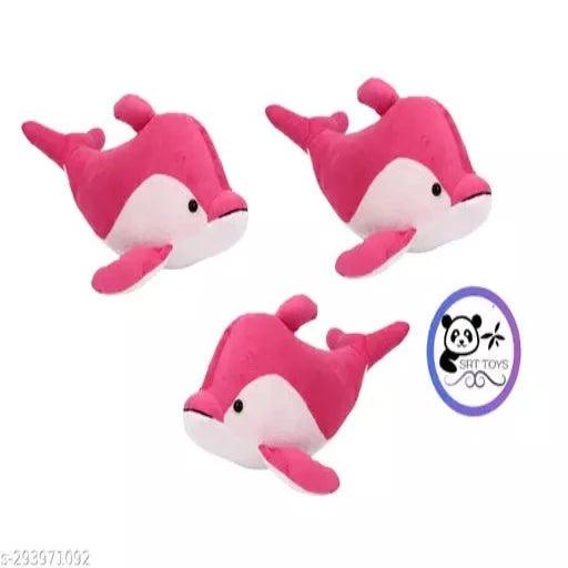 SRT TOYS Combo 3 Pink Color Imported Fabric Dolphin (30CM) Combo Pack Cute Decorative Soft Toy Fish - Springkart 