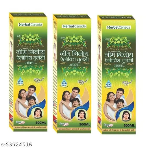 Herbal Canada Neem Giloy | Pack of 3 | Naturally Immunity Enhancer | 100% Natural-500ML-(pack of-3) - Springkart 