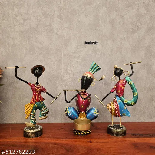xquisite Handcrafted Metal Musician Figurines – 4x2x6.5 Inches | Vibrant Artistic Decor for Your Home