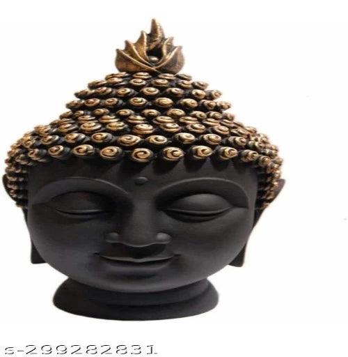 Handcrafted Polyresin Buddha Head & Sitting Meditation Dhyan Buddha Statue - Springkart 