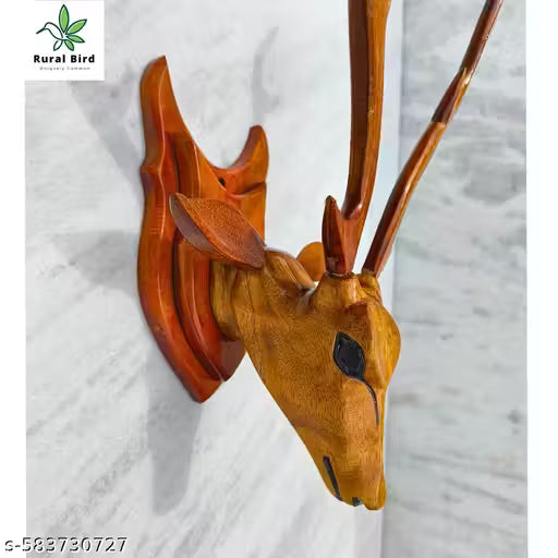 Rural Bird Deer Head Wall Hanging Decorative Showpiece Double Base Premium Quality