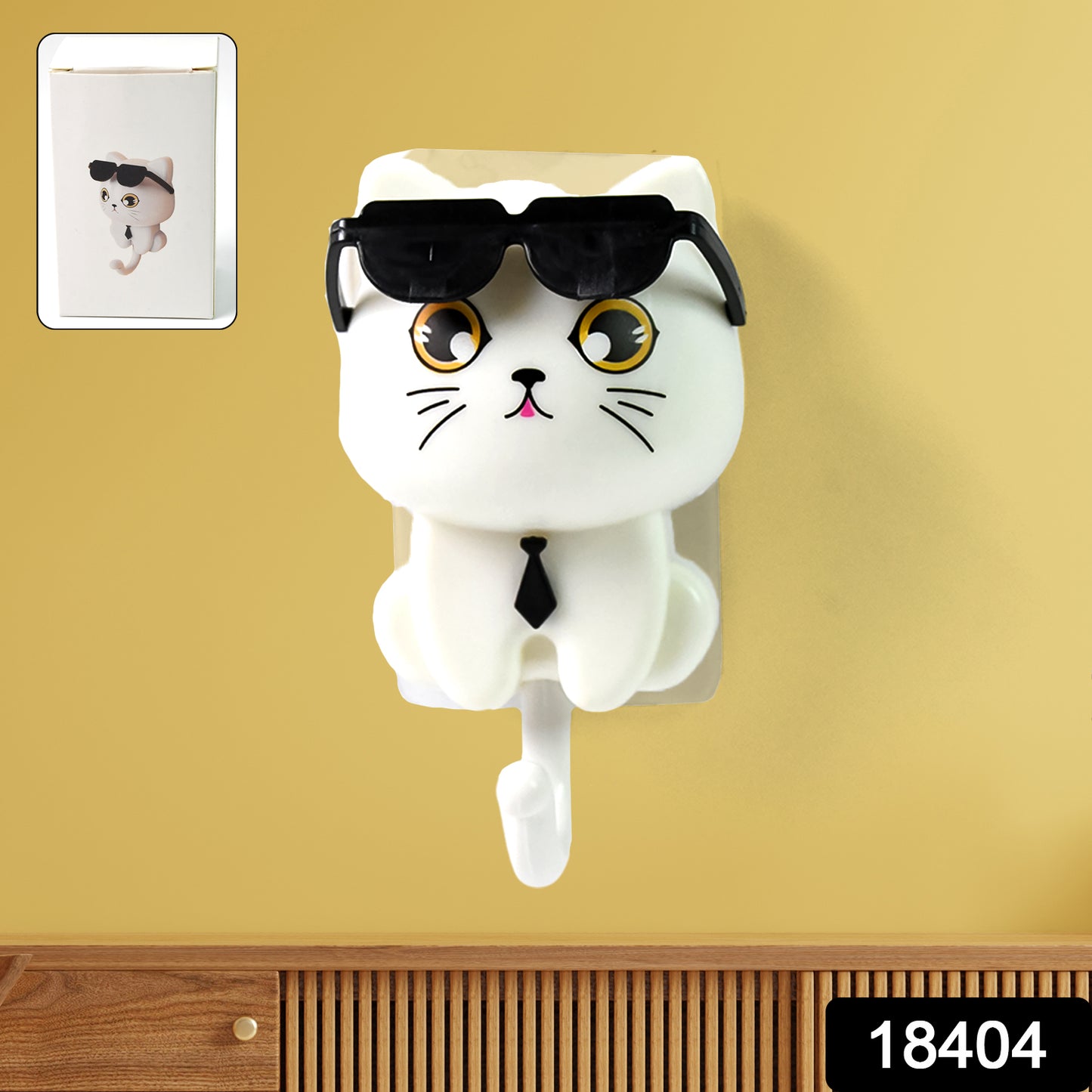 Cat Hook For Wall Cute Cat Key Hook With Sunglasses (1 Pc) - Springkart 