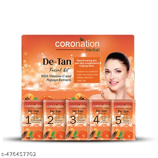 COROnation Herbal Combo Pack of 4 Facial Kit - Gold Kit ,Party Glow Brightening Kit,De Tan Kit and Diamond Kit -26 gm Each