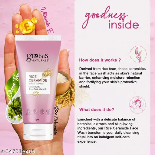 Naturals Rice Ceramide Radiance Face Wash, Enriched with Green Tea & Vitamin E,75 gm (Pack of 2)