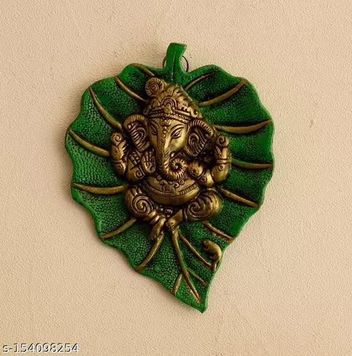 H'Decor Lord Ganesha on Green Leaf - Springkart 